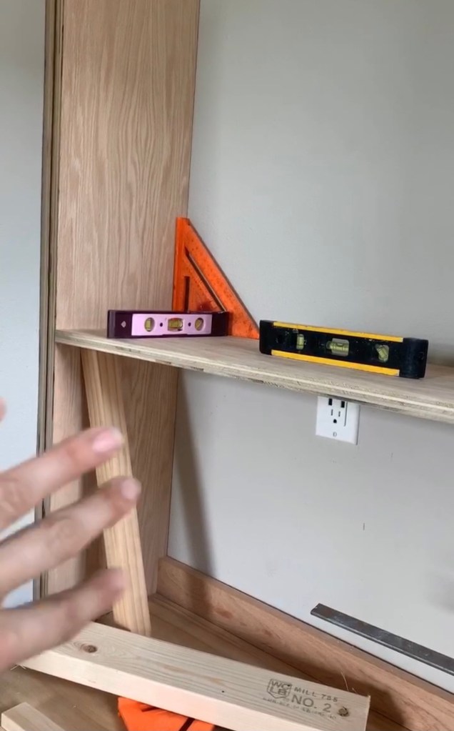 Using Scrap wood for spacers, levels and a speed square for accuracy